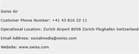swiss customer care number